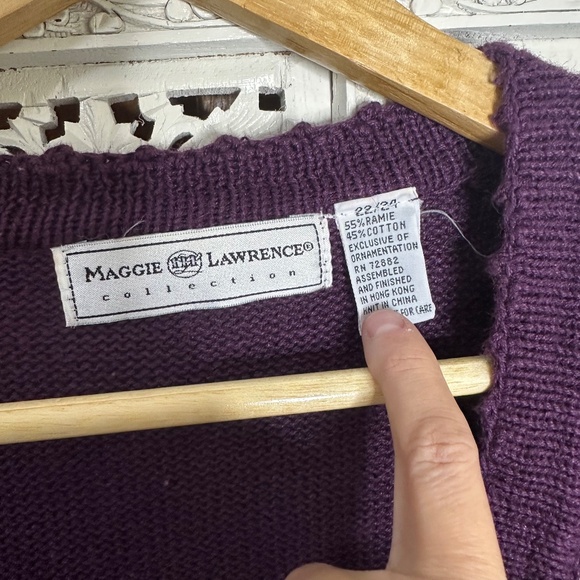 Vintage Maggie Lawrence Purple & Gold Grannycore Button Up Cardigan Sz 2X - Picture 8 of 8